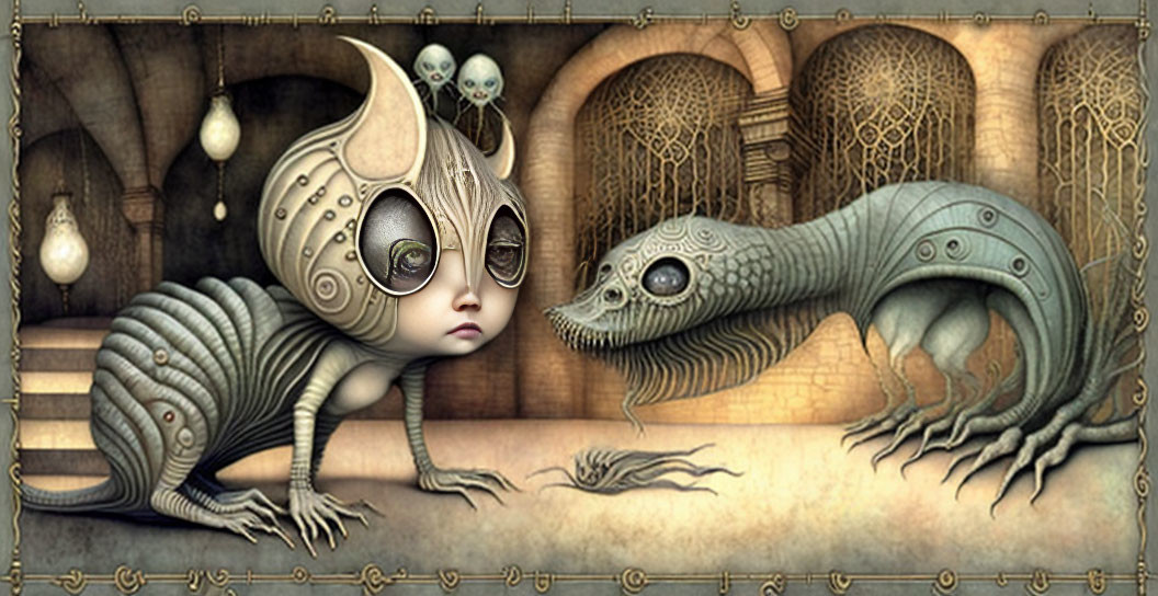 H.R. Giger creature in the labyrinth,