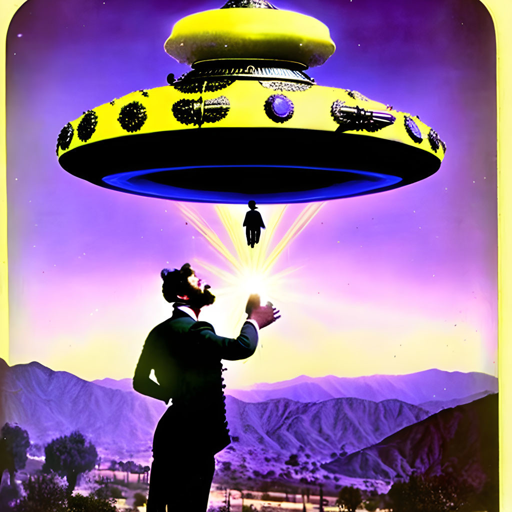 man summoning UFO with a snap of his finger