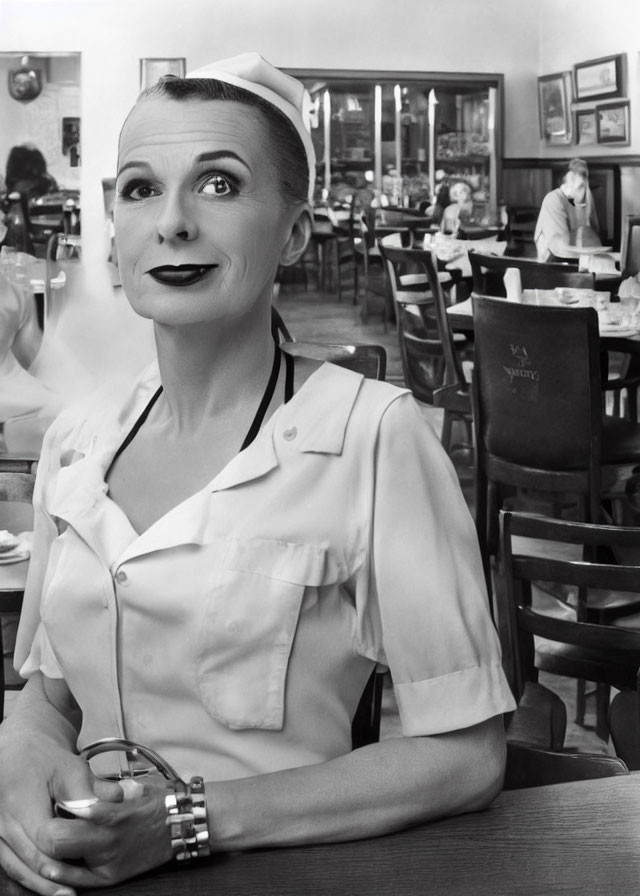 Vintage Nurse in Diner Smiling Photo