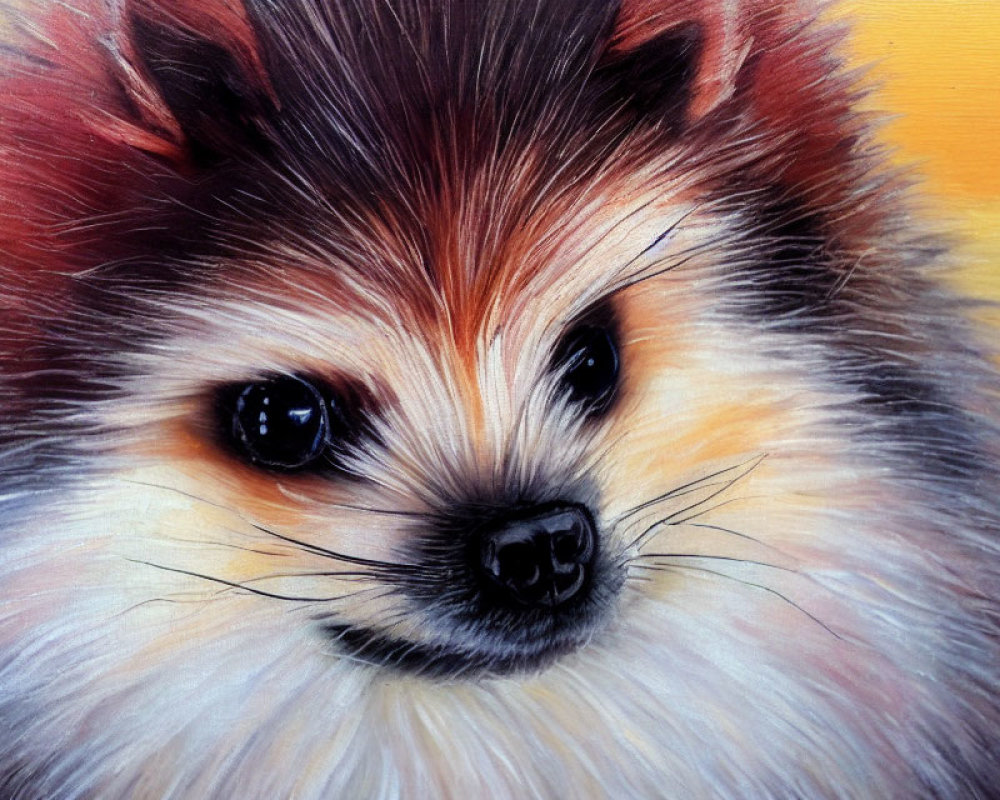 Detailed Close-Up Painting of Fluffy Pomeranian Dog
