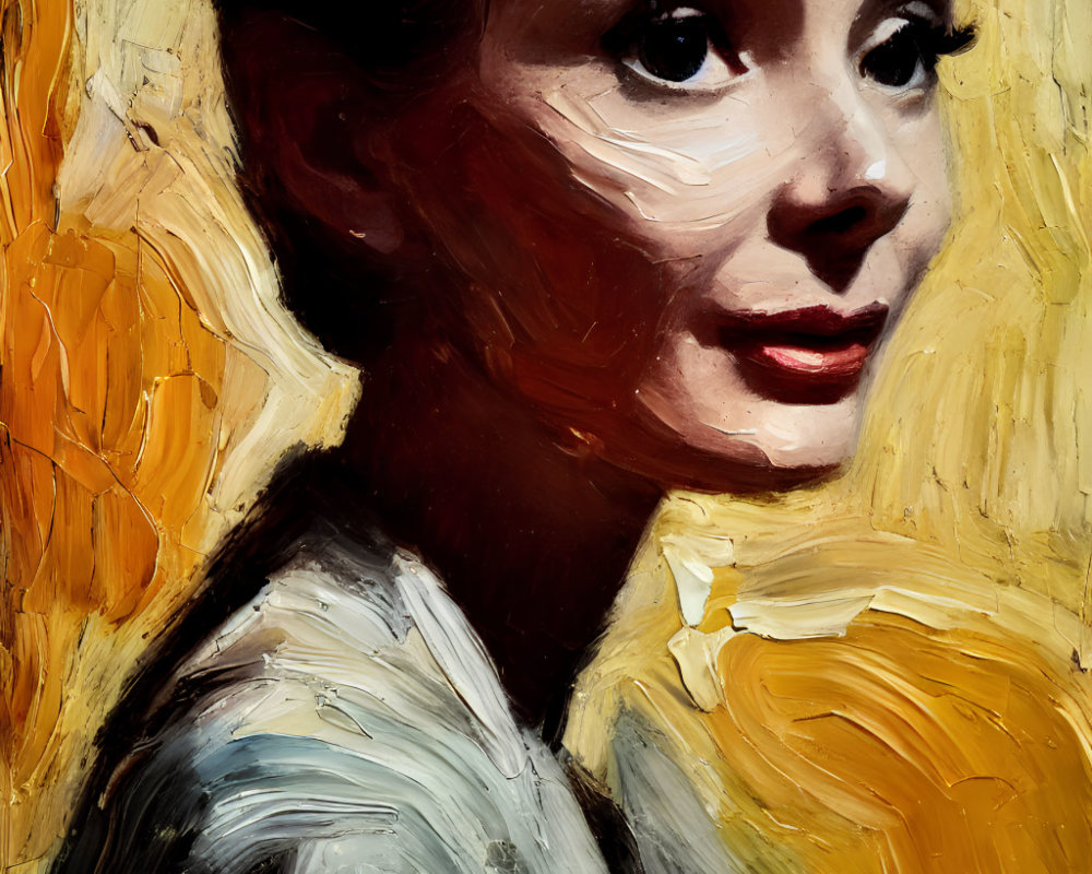 Elegant Woman in Oil Painting with Warm Hues