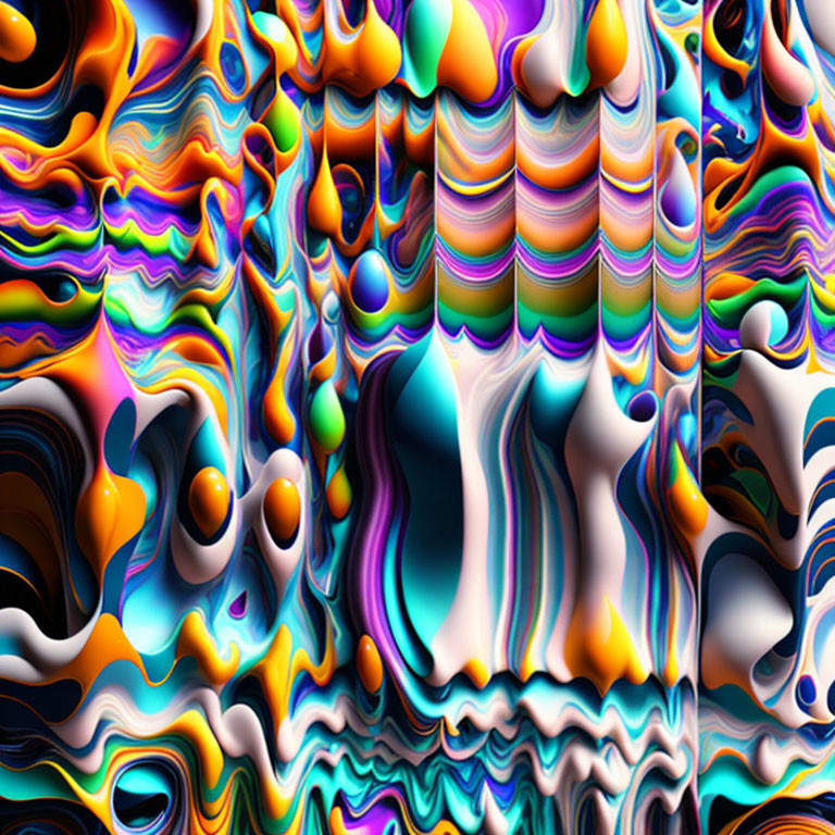 Vibrant multi-colored abstract digital art with wavy psychedelic texture