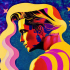 Vibrant Pop Art Profile with Cosmic Background