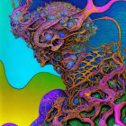 Colorful Digital Artwork of Surreal Fractal Creature
