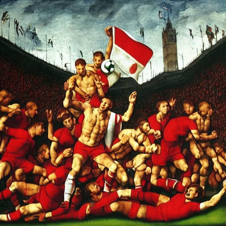 Digital artwork: Renaissance style meets football chaos