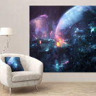 Colorful Fantasy Canvas in Modern Living Room with Mystical Cave Theme
