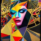 Colorful digital artwork: Woman's face in geometric shapes & bold colors