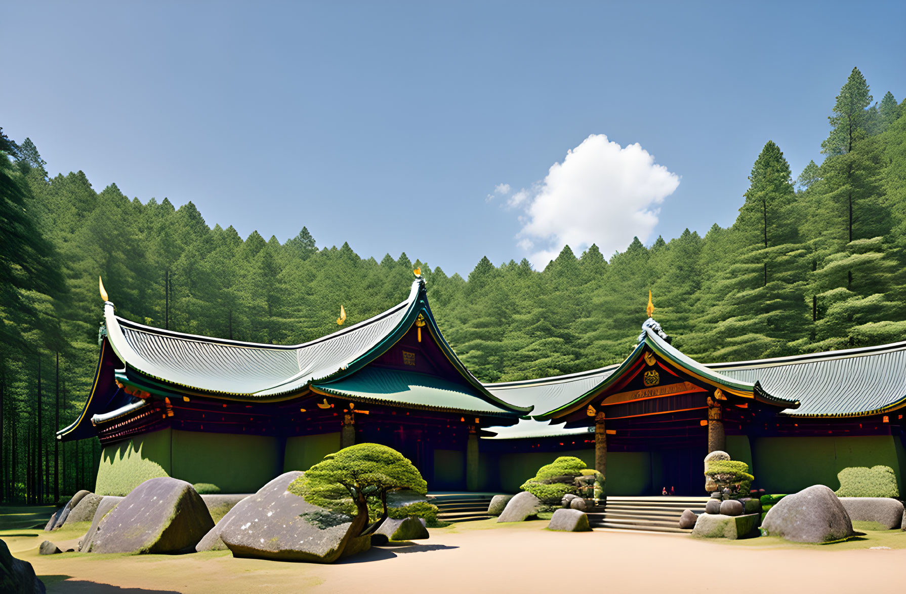 The shrine was surrounded by forest