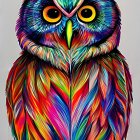 Colorful ornate owl digital artwork with intricate patterns and ethereal glow