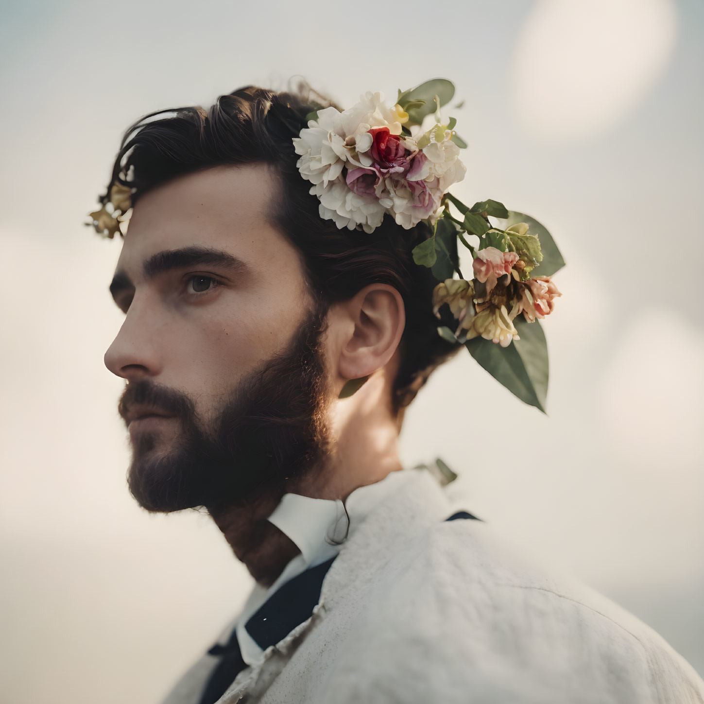 Beard and flowers 