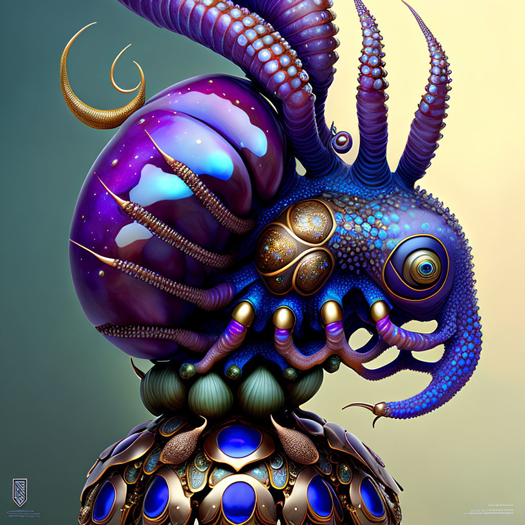 Colorful surreal digital artwork of fantastical creature with tentacles and a single eye