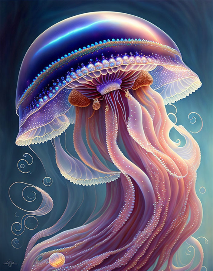 Colorful Digital Illustration of Fantastical Jellyfish