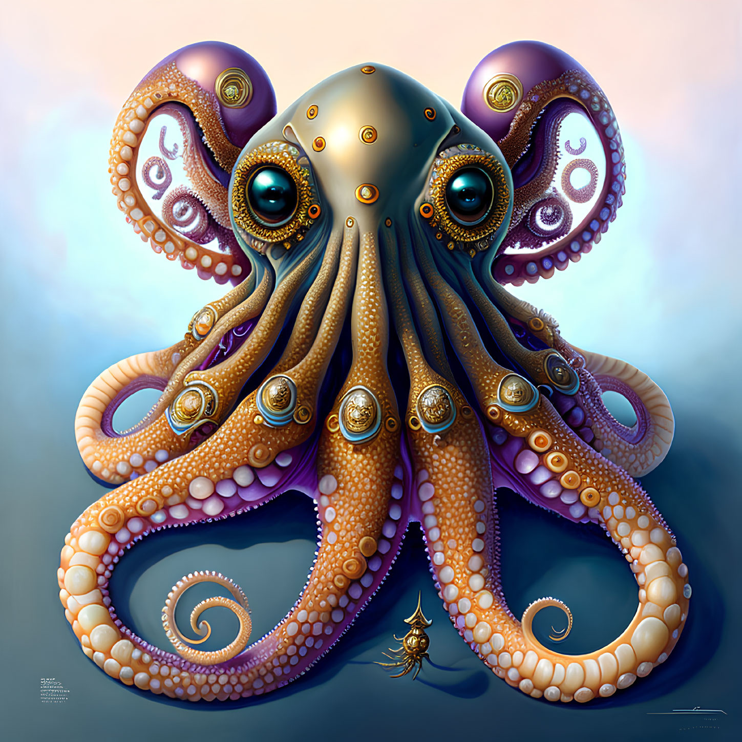 Stylized octopus digital illustration with expressive eyes and ornate tentacles