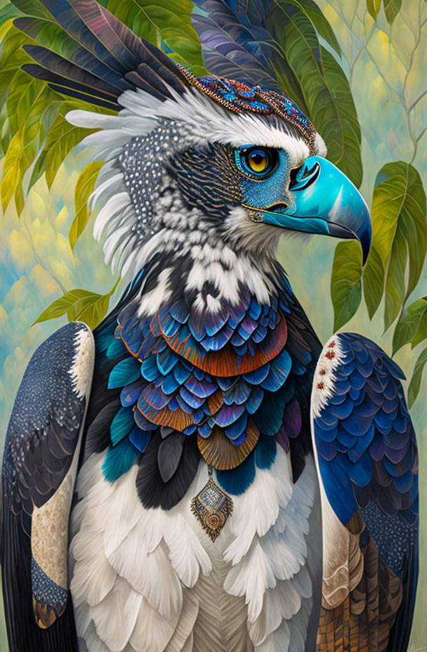 Majestic eagle digital illustration with vibrant colors and intricate feather patterns