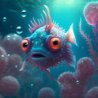 Colorful Cartoon Fish Swimming Among Coral and Light