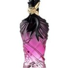 Purple Glass Perfume Bottle with Ribbed Design and Ornate Stopper