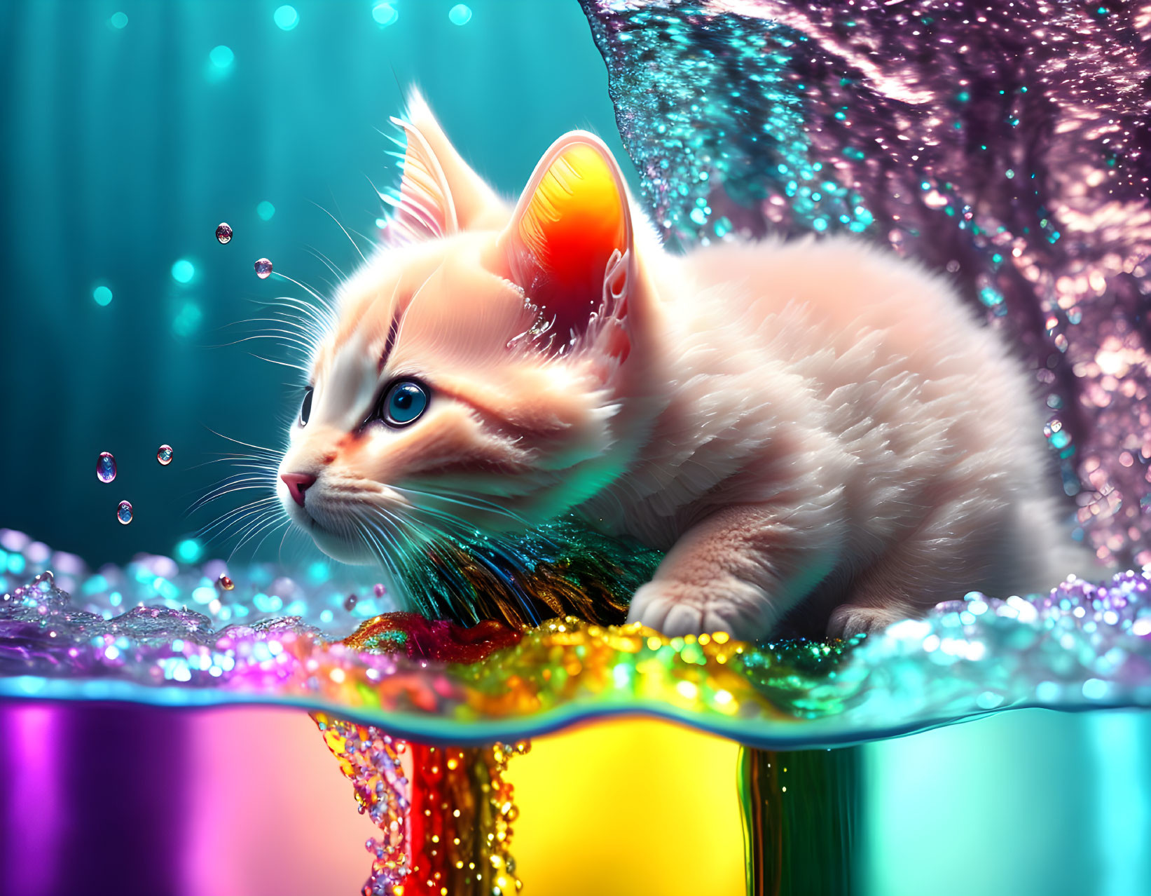 Rainbow Water Kitten