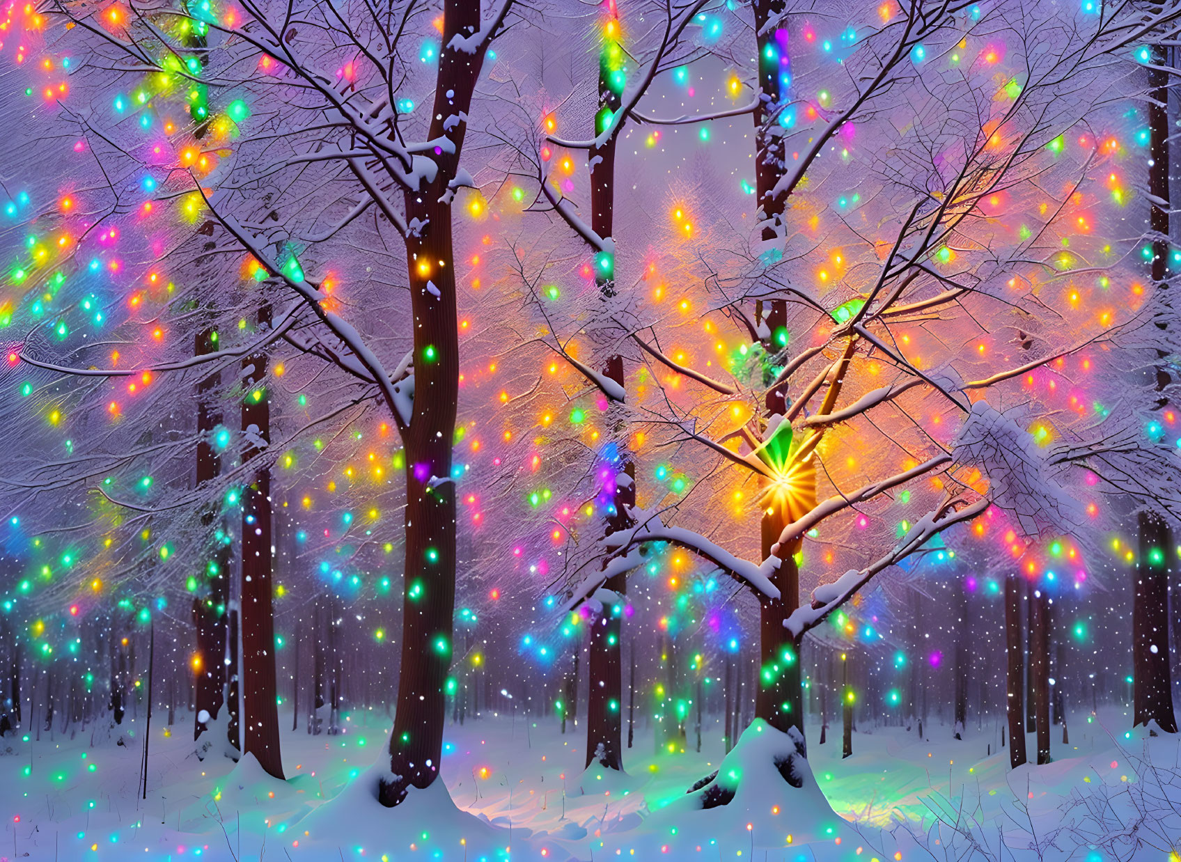 Rainbow Snow Tree