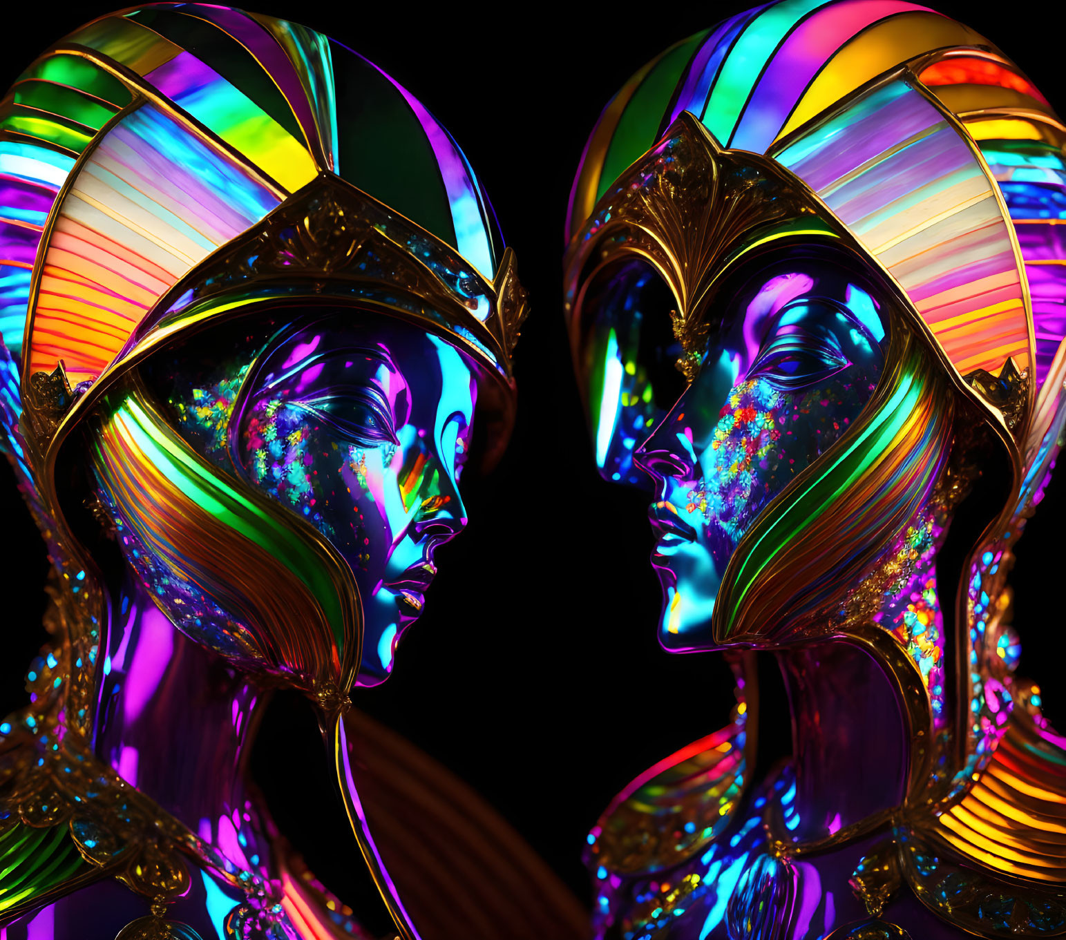 Rainbow Glass Statues