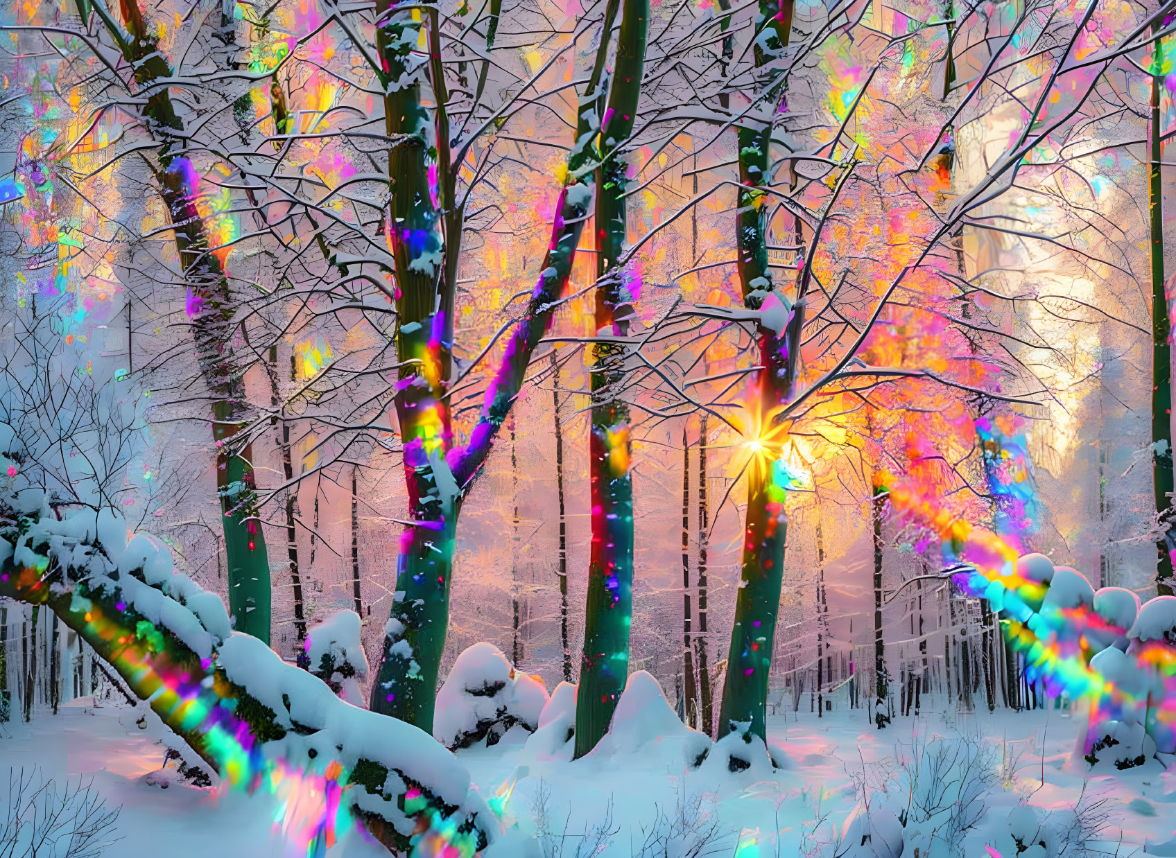 Rainbow Snow Tree #2