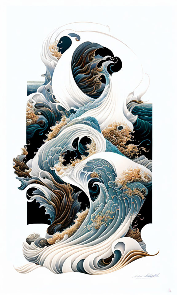 Swirling Waves Artwork with Limited Color Palette