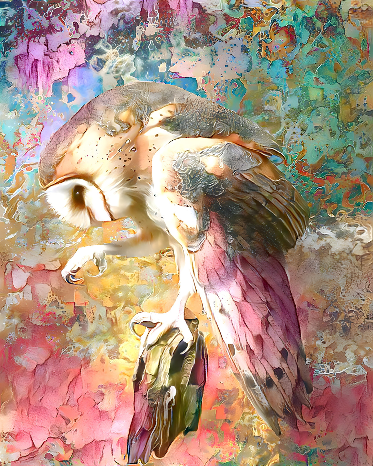 Barn Owl Portrait in Pastels