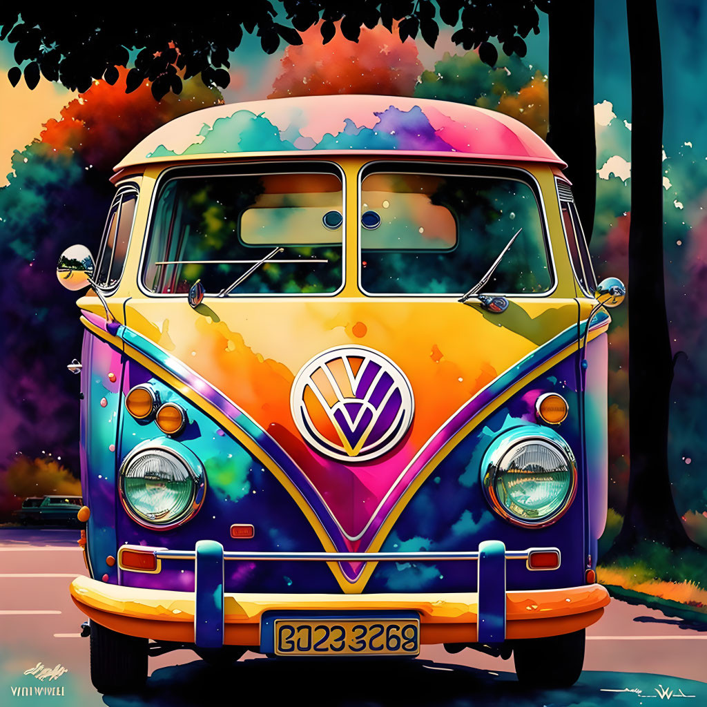 A Tie Dyed Hippie Van 