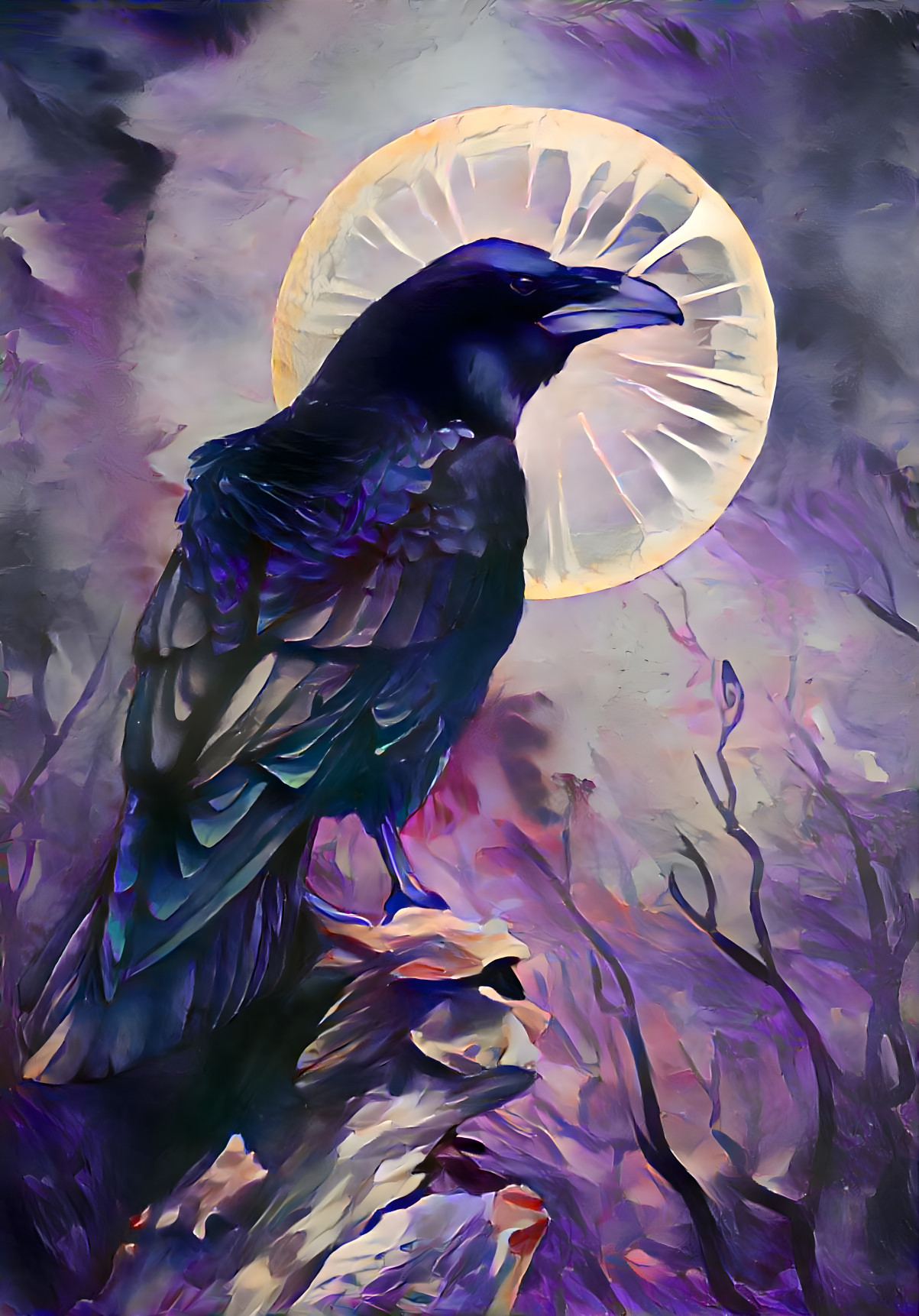 Raven and a Full Moon