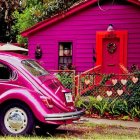 Colorful Psychedelic Digital Artwork of Classic Volkswagen Beetle