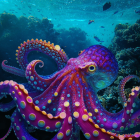 Colorful Octopus with Suction-Cupped Tentacles in Underwater Scene