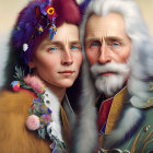 Stylized digital portrait of man and child in historical garments
