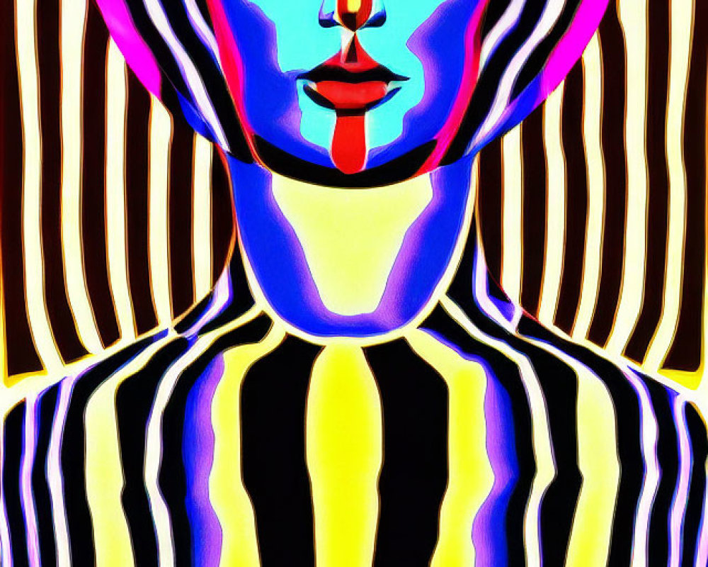 Vibrant Stylized Portrait with Abstract Colorful Lines
