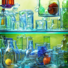 Colorful Glass Bottles and Containers in Fantasy Display