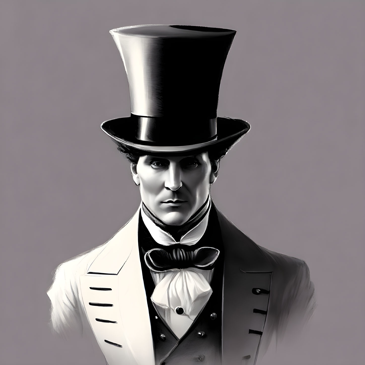 Monochromatic illustration of a man in formal attire
