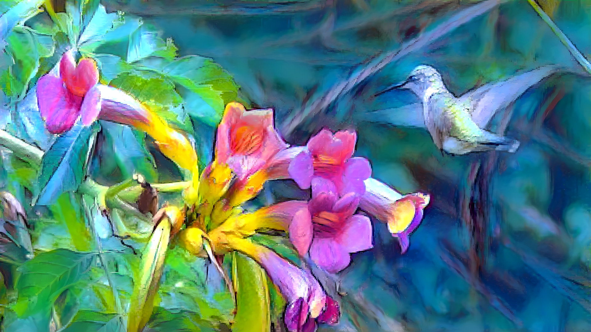Hummingbird Visiting Trumpet Vine