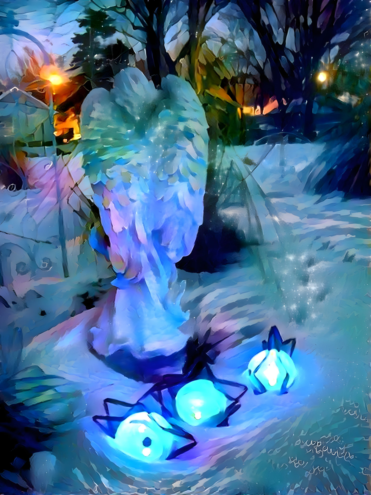 Nighttime Snow Angel