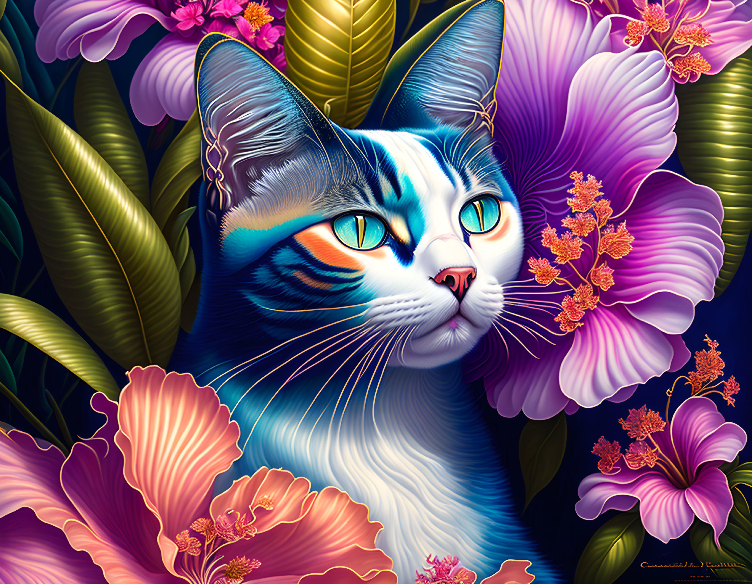 Tropical Hibiscus Cat