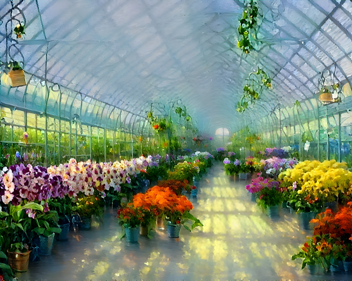 Greenhouse full of Colorful Flowers
