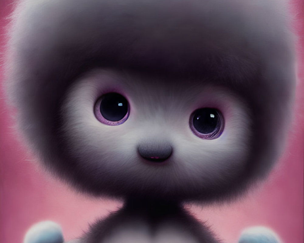 Stylized creature with large purple eyes and fluffy body