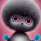 Stylized creature with large purple eyes and fluffy body