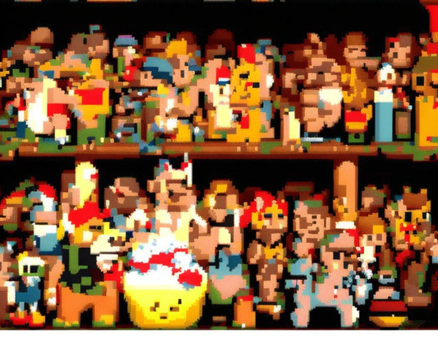 Colorful Pixelated Crowd Depiction with Diverse Shapes