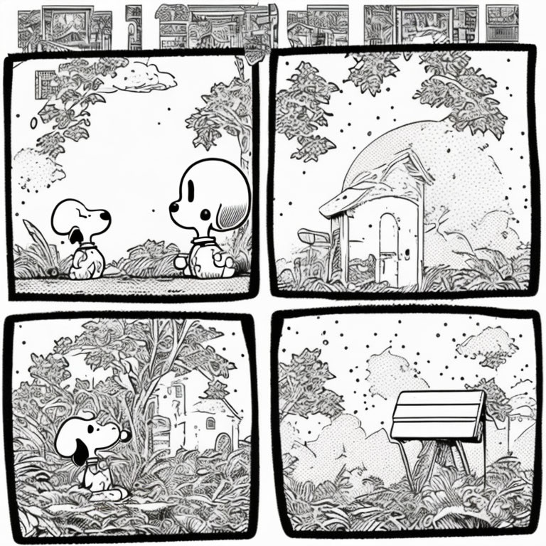  "Snoopy" comic strip, halftone shading 