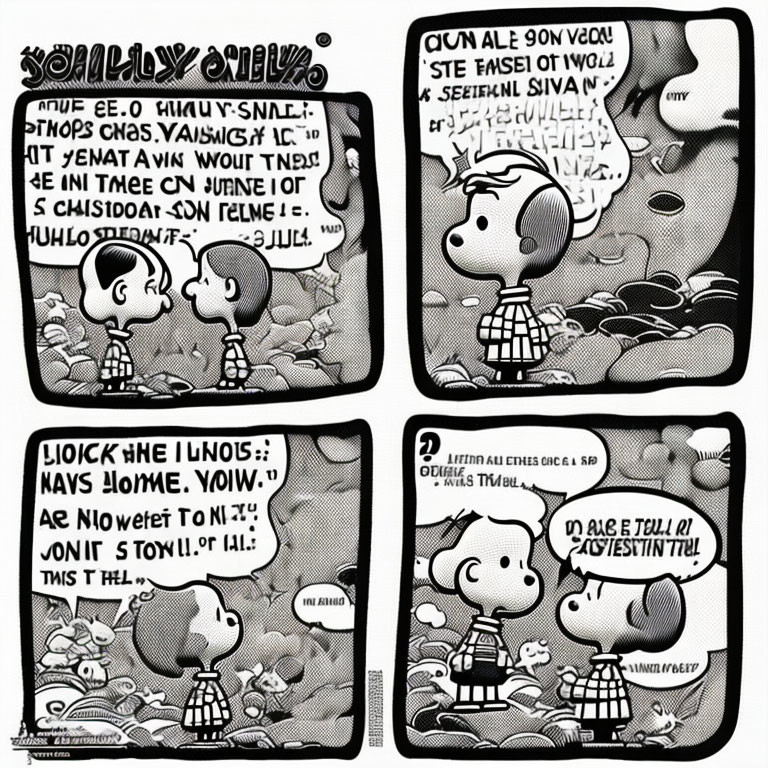  "Snoopy" comic strip, halftone shading 