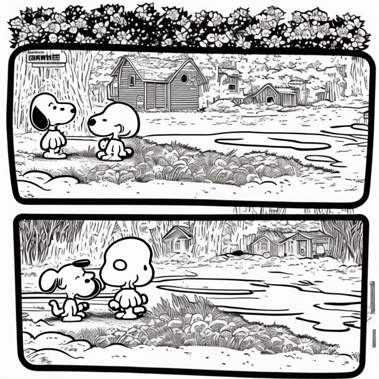 "Snoopy" comic strip, halftone shading 