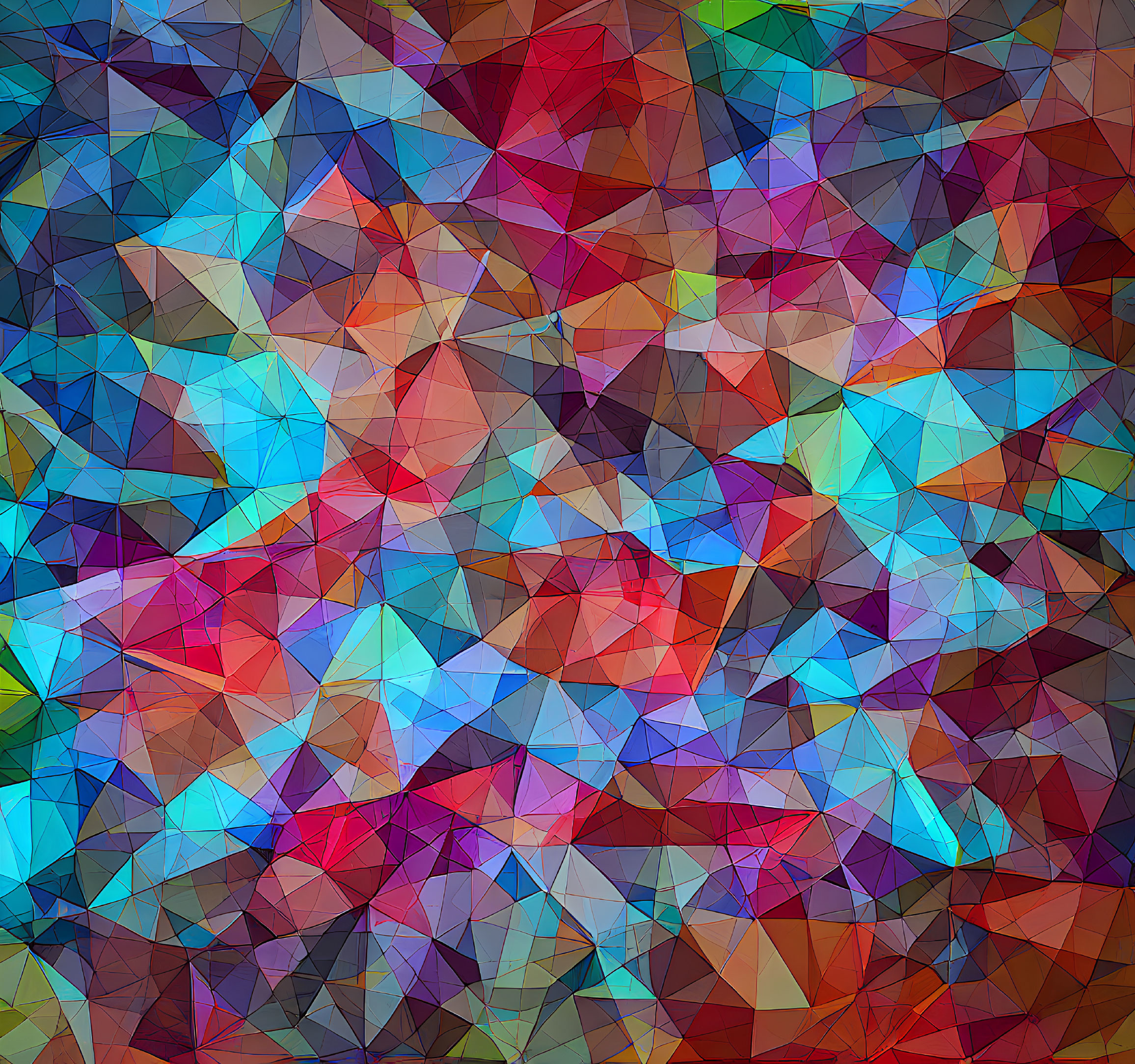 Colorful Abstract Geometric Mosaic with Interlocking Triangles