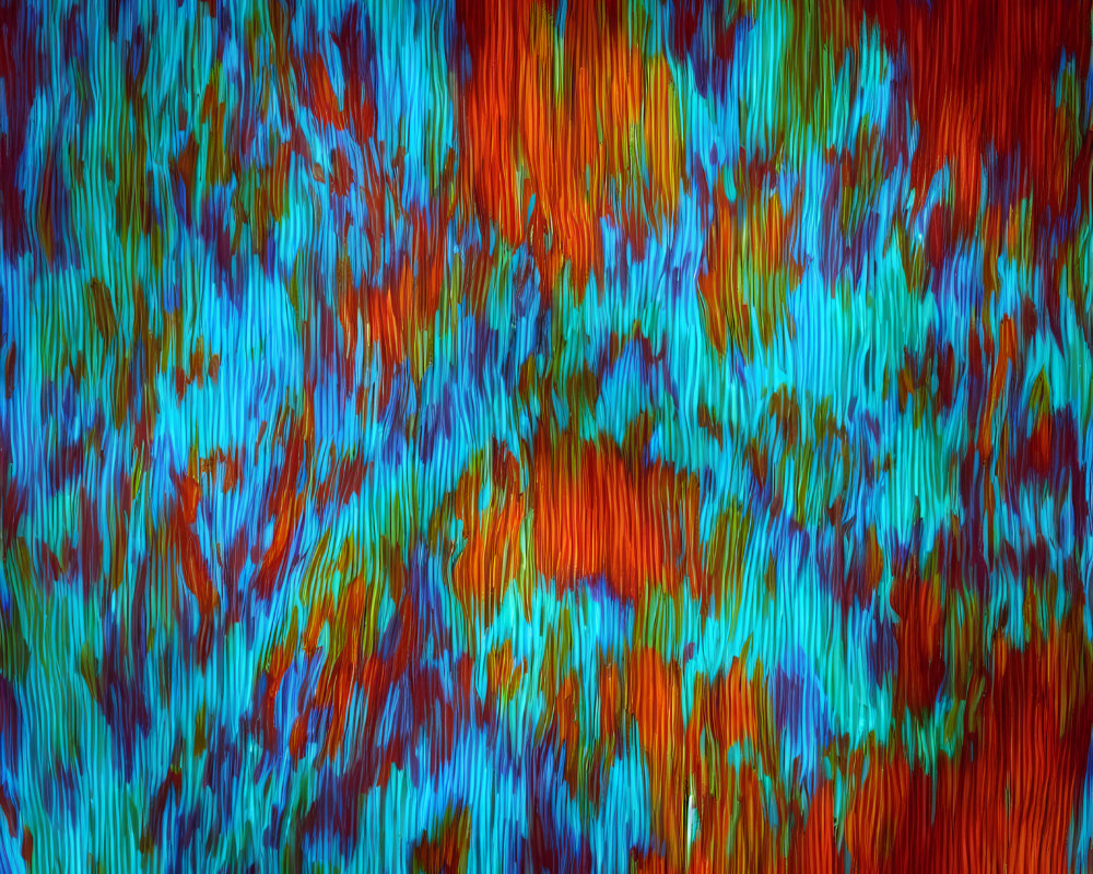Dynamic Blue and Red Abstract Painting with Fiery Flow Effect