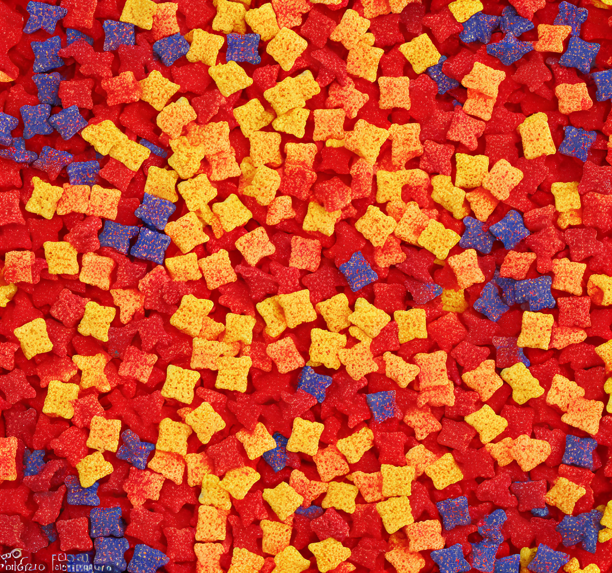Colorful Close-Up of Red, Yellow, and Blue Foam Particles