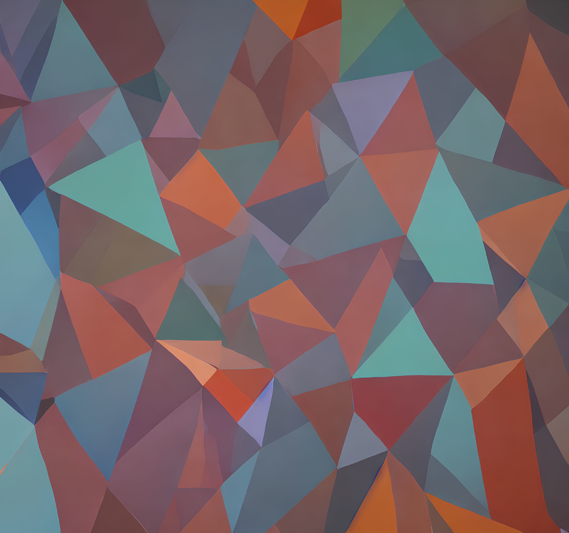Colorful geometric abstract composition with blue, red, and brown triangles
