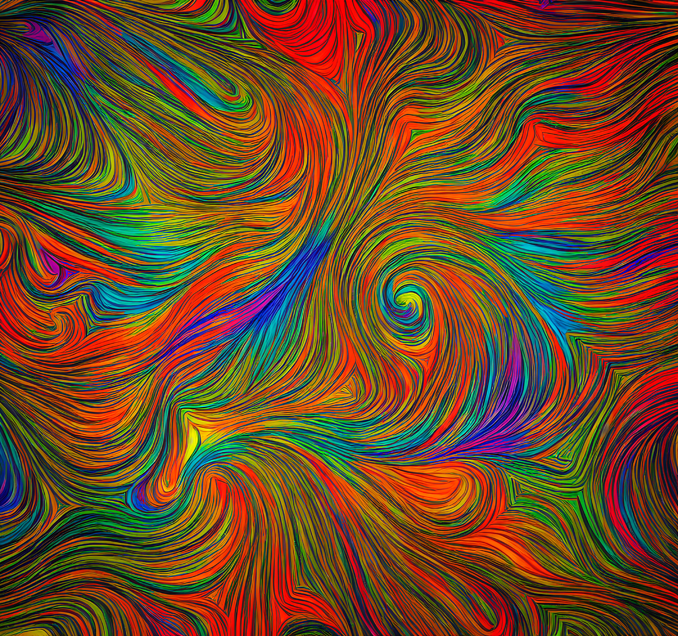 Colorful Abstract Digital Painting with Swirling Patterns