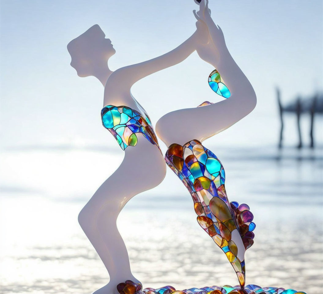 backlit boho beach sculpture, glass